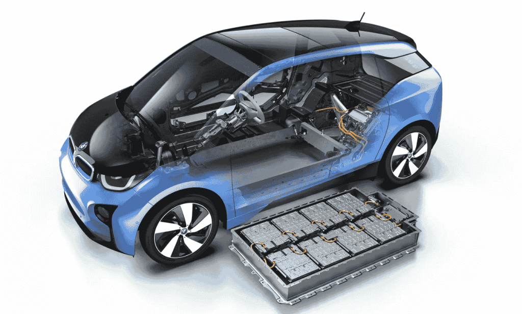 Image showing the electric car and external structure of the EV Battery